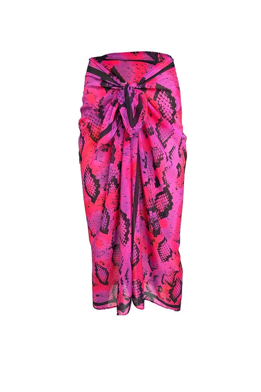 Emily Pink Snake Silk Chiffon Pareo