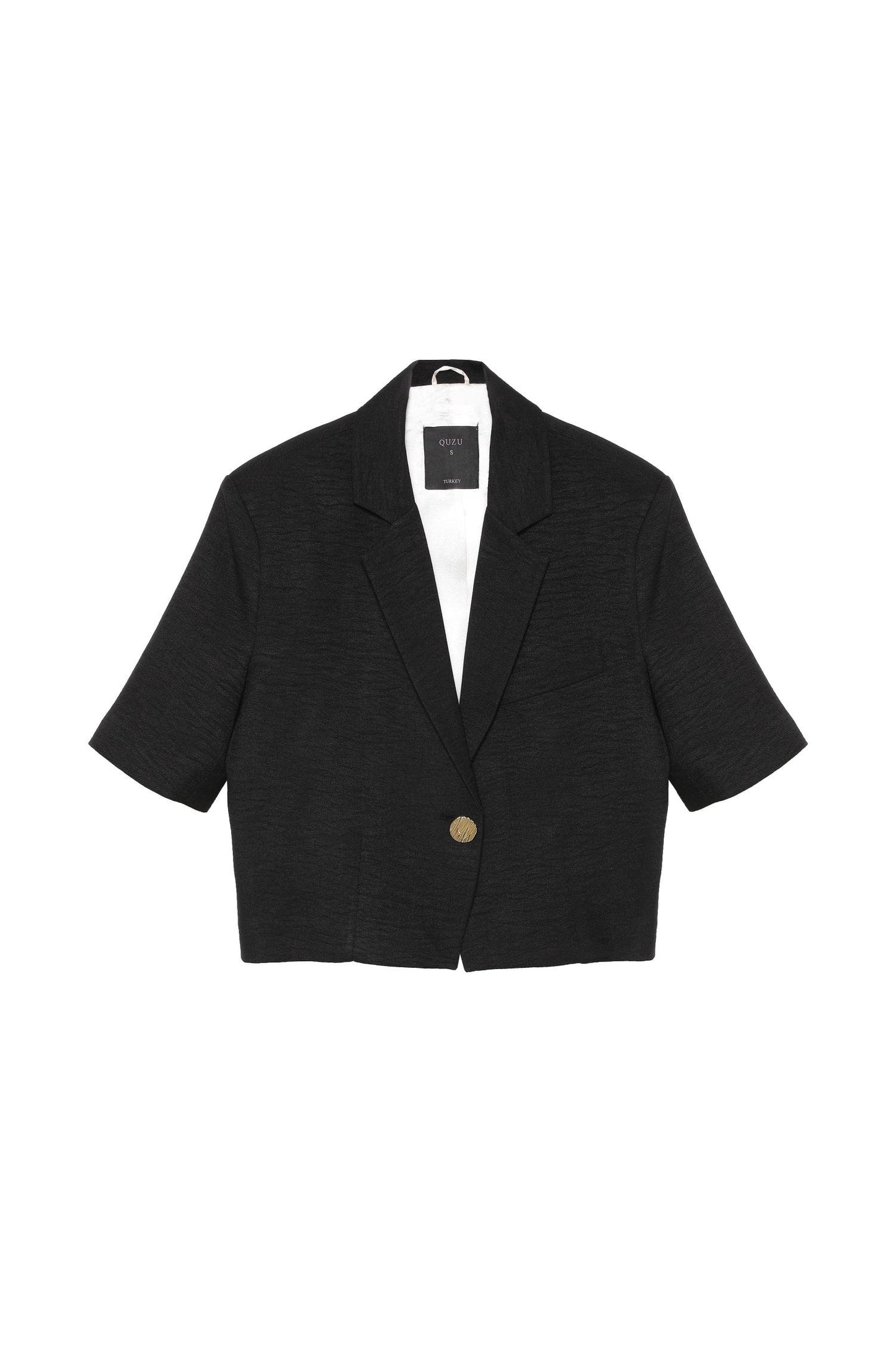 Padded Detailed Black Blazer