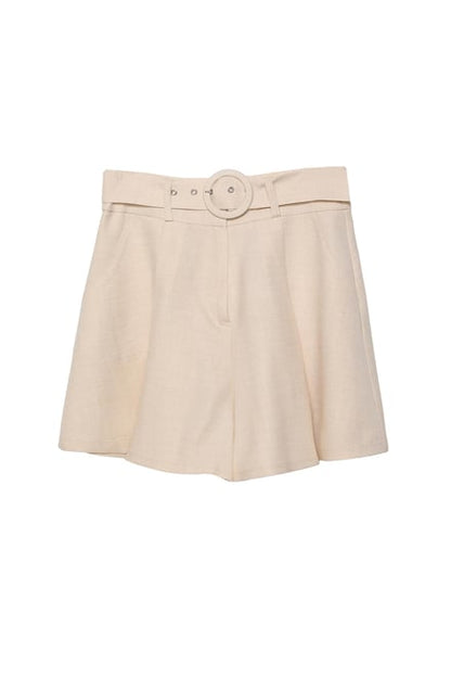 Pleated Detail Shorts Nature