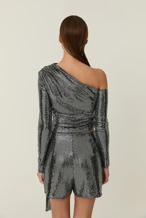 Asymmetric Silver Blouse