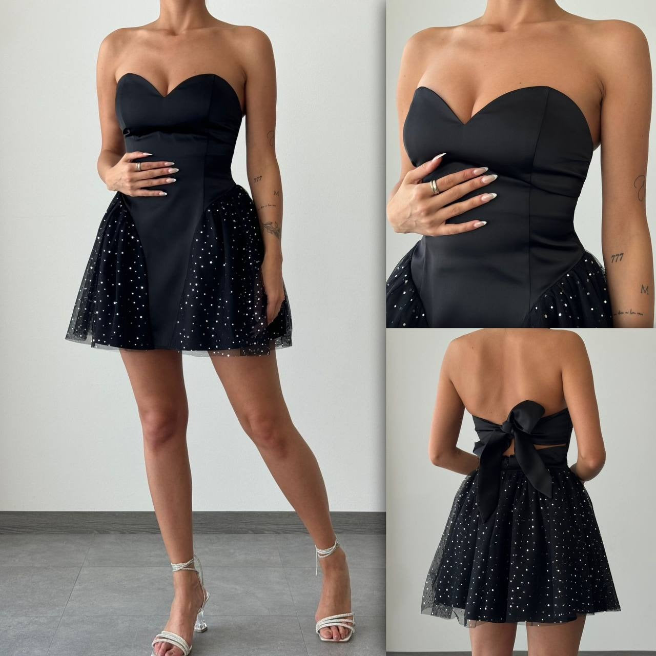 Strapless Black Evening Dress