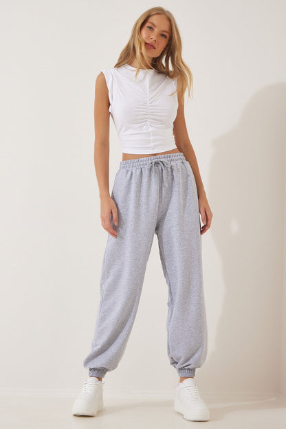 Gray Melange Loose Jogging Sweatpants