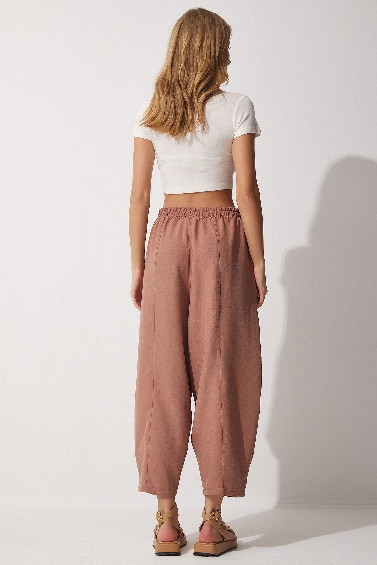 Women's Cocoa Pocket Linen Viscose Shalwar Trousers