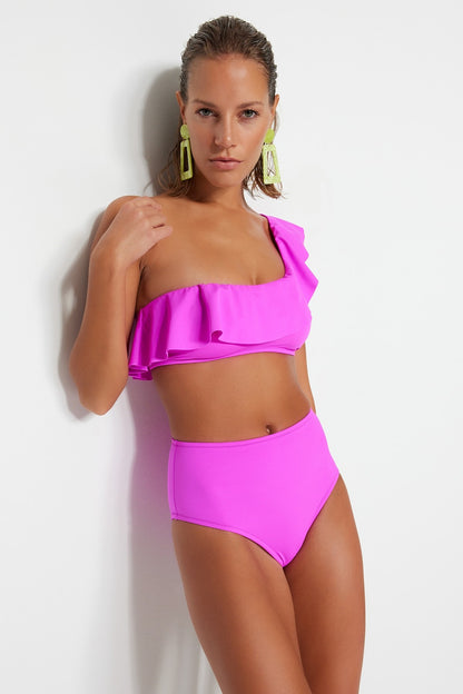 Pink High Waist Regular Bikini Bottom