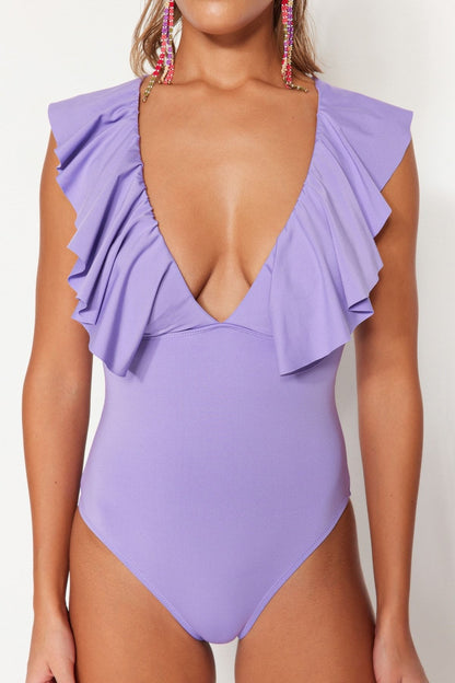 Lilac Deep Low-cut Flounce Normal Leg