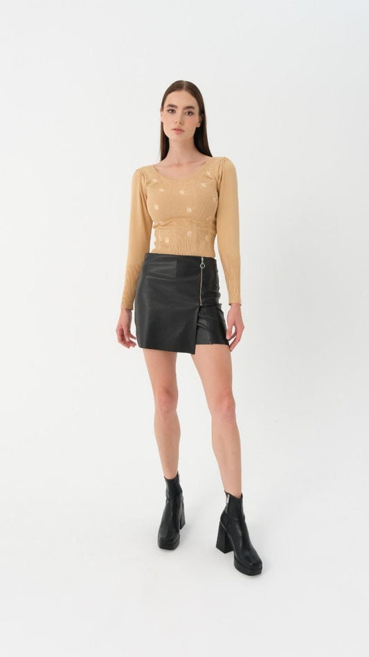 Faux Leather Detailed Short